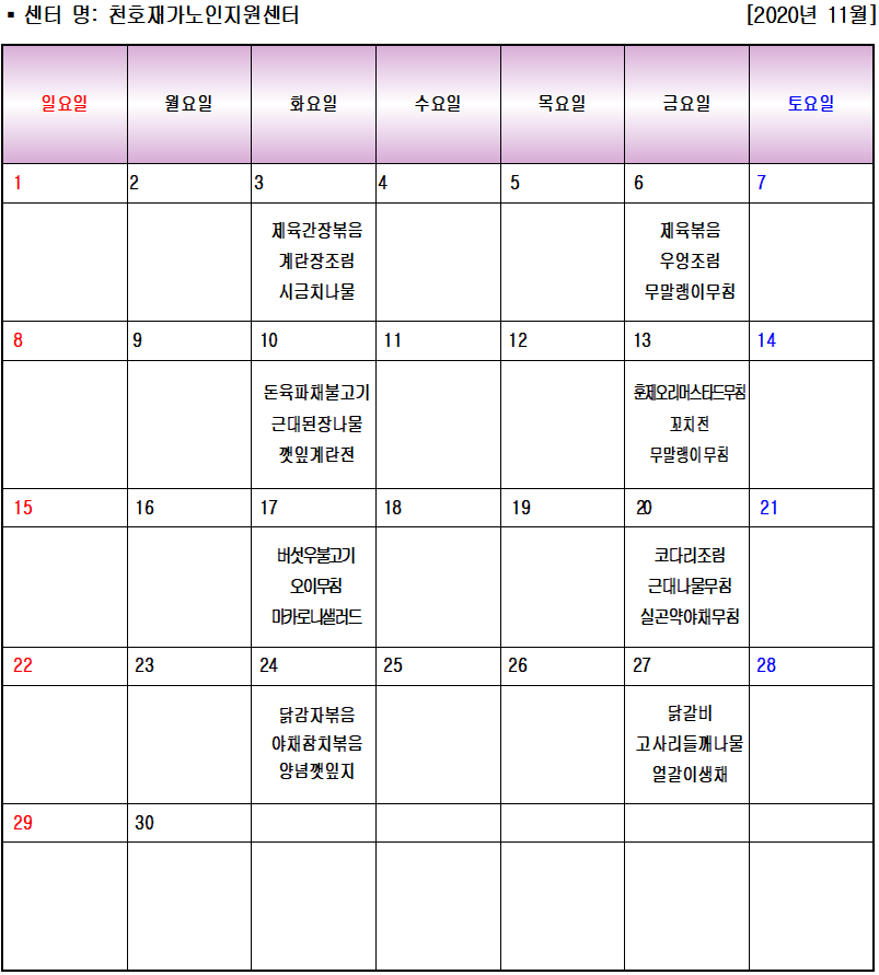 2020�� 11�� ���ҵ� ��� ����޽� �ع������ �Ĵ�ǥ