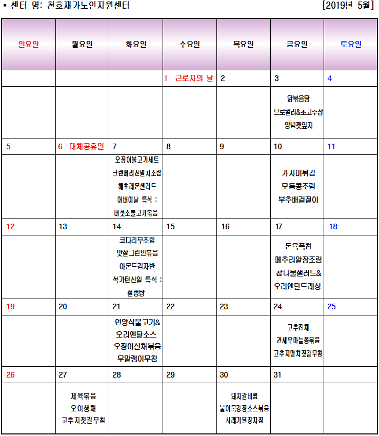 2019�� 5�� ���ҵ� ��� ����޽� �ع������ �Ĵ�ǥ