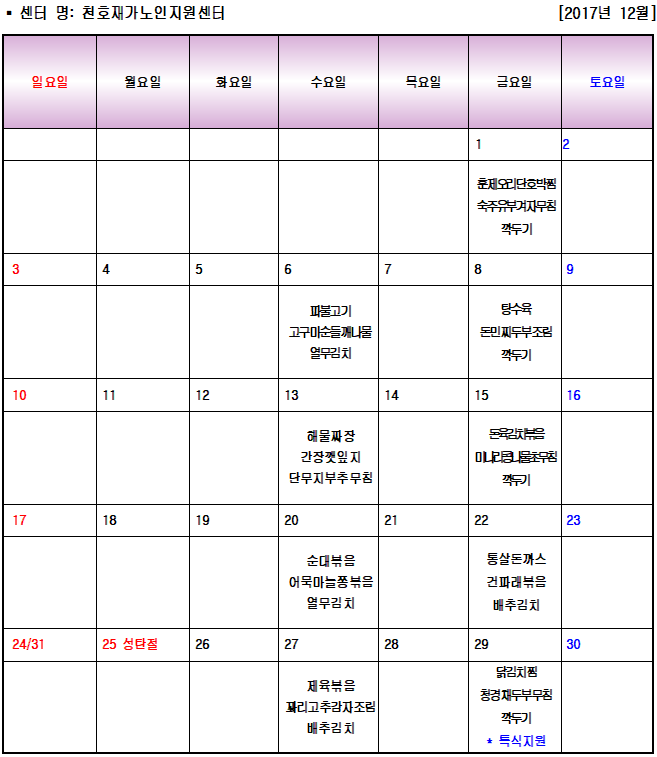 2017�� 12�� ��� ��� ����޽� �ع������ �Ĵ�ǥ